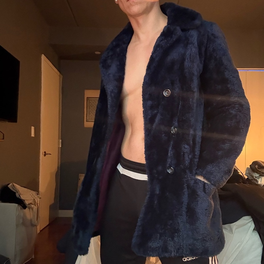 Vintage Navy Faux Fur Coat